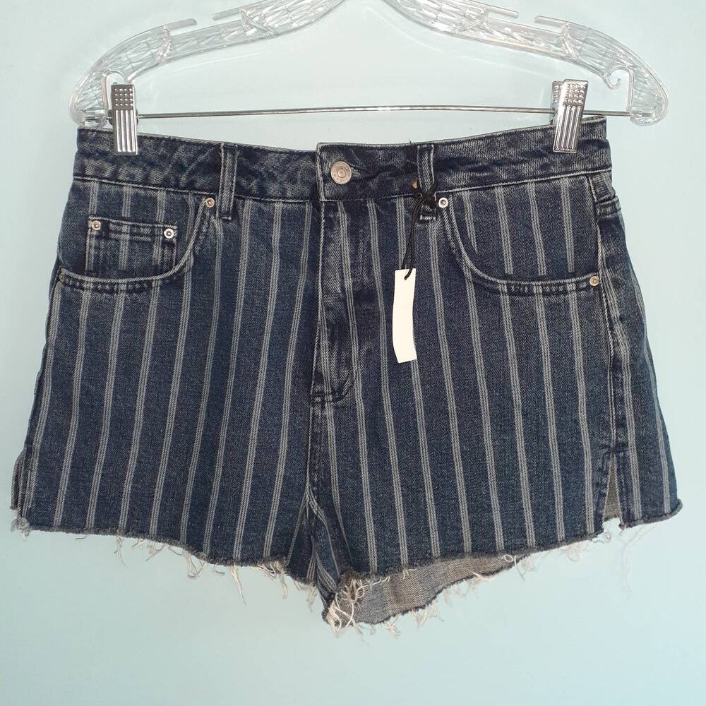 NWT Top Shop Moto Mom Jean Shorts Stripped Size 8